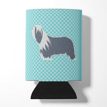 Load image into Gallery viewer, Bearded Collie Checkerboard Blue Can or Bottle Hugger BB3717CC