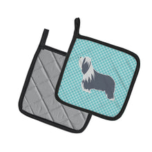 Load image into Gallery viewer, Bearded Collie Checkerboard Blue Pot Holders - Set of 2 - Heat-Resistant Kitchen Essentials BB3717PTHD
