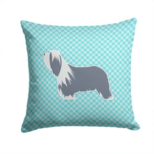 Load image into Gallery viewer, Bearded Collie Checkerboard Blue Throw Pillow - 14x14 Decorative Pillow – Art for Your Home &amp; Patio BB3717PW1414