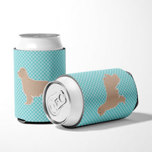 Load image into Gallery viewer, Pyrenean Shepherd Checkerboard Blue Can or Bottle Hugger BB3718CC