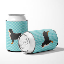 Load image into Gallery viewer, Bernese Mountain Dog Checkerboard Blue Can or Bottle Hugger BB3719CC