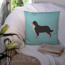 Load image into Gallery viewer, Bernese Mountain Dog Checkerboard Blue Throw Pillow - 14x14 Decorative Pillow – Art for Your Home &amp; Patio BB3719PW1414