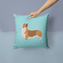 Load image into Gallery viewer, Corgi Checkerboard Blue Throw Pillow - 14x14 Decorative Pillow – Art for Your Home &amp; Patio BB3720PW1414