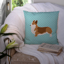 Load image into Gallery viewer, Corgi Checkerboard Blue Throw Pillow - 14x14 Decorative Pillow – Art for Your Home &amp; Patio BB3720PW1414