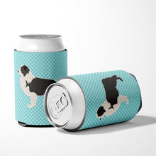 Load image into Gallery viewer, Black Border Collie Checkerboard Blue Can or Bottle Hugger BB3723CC