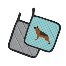 Load image into Gallery viewer, German Shepherd Checkerboard Blue Pot Holders - Set of 2 - Heat-Resistant Kitchen Essentials BB3724PTHD