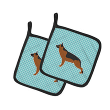 Load image into Gallery viewer, German Shepherd Checkerboard Blue Pot Holders - Set of 2 - Heat-Resistant Kitchen Essentials BB3724PTHD