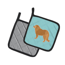 Load image into Gallery viewer, Caucasian Shepherd Dog Checkerboard Blue Pot Holders - Set of 2 - Heat-Resistant Kitchen Essentials BB3725PTHD