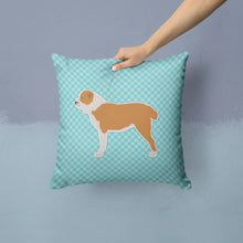 Load image into Gallery viewer, Central Asian Shepherd Dog Checkerboard Blue Throw Pillow - 14x14 Decorative Pillow – Art for Your Home &amp; Patio BB3728PW1414