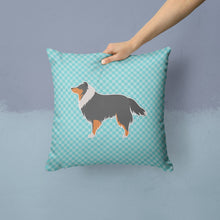 Load image into Gallery viewer, Sheltie/Shetland Sheepdog Checkerboard Blue Throw Pillow - 14x14 Decorative Pillow – Art for Your Home &amp; Patio BB3730PW1414