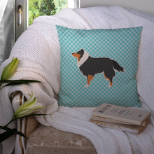 Load image into Gallery viewer, Sheltie/Shetland Sheepdog Checkerboard Blue Throw Pillow - 14x14 Decorative Pillow – Art for Your Home &amp; Patio BB3730PW1414