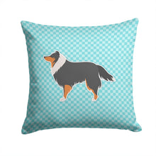 Load image into Gallery viewer, Sheltie/Shetland Sheepdog Checkerboard Blue Throw Pillow - 14x14 Decorative Pillow – Art for Your Home &amp; Patio BB3730PW1414