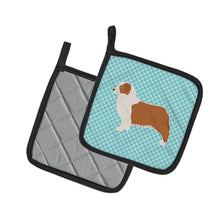 Load image into Gallery viewer, Australian Shepherd Dog Checkerboard Blue Pot Holders - Set of 2 - Heat-Resistant Kitchen Essentials BB3733PTHD