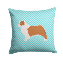 Load image into Gallery viewer, Australian Shepherd Dog Checkerboard Blue Throw Pillow - 14x14 Decorative Pillow – Art for Your Home &amp; Patio BB3733PW1414