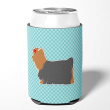Load image into Gallery viewer, Yorkshire Terrier Yorkie Checkerboard Blue Can or Bottle Hugger BB3734CC