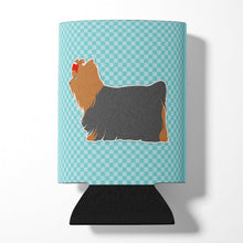 Load image into Gallery viewer, Yorkshire Terrier Yorkie Checkerboard Blue Can or Bottle Hugger BB3734CC