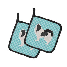 Load image into Gallery viewer, Japanese Chin Checkerboard Blue Pot Holders - Set of 2 - Heat-Resistant Kitchen Essentials BB3737PTHD