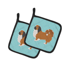 Load image into Gallery viewer, Pekingese Checkerboard Blue Pot Holders - Set of 2 - Heat-Resistant Kitchen Essentials BB3738PTHD