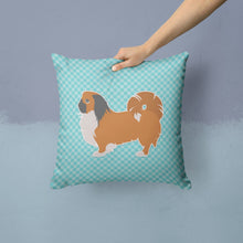 Load image into Gallery viewer, Pekingese Checkerboard Blue Throw Pillow - 14x14 Decorative Pillow – Art for Your Home &amp; Patio BB3738PW1414