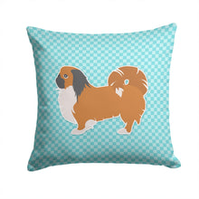 Load image into Gallery viewer, Pekingese Checkerboard Blue Throw Pillow - 14x14 Decorative Pillow – Art for Your Home &amp; Patio BB3738PW1414