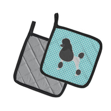 Load image into Gallery viewer, Poodle Checkerboard Blue Pot Holders - Set of 2 - Heat-Resistant Kitchen Essentials BB3739PTHD