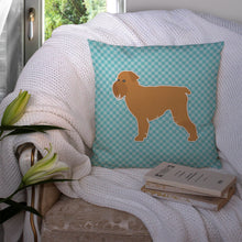 Load image into Gallery viewer, Brussels Griffon Checkerboard Blue Throw Pillow - 14x14 Decorative Pillow – Art for Your Home &amp; Patio BB3740PW1414