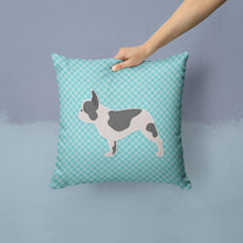 Load image into Gallery viewer, French Bulldog Checkerboard Blue Throw Pillow - 14x14 Decorative Pillow – Art for Your Home &amp; Patio BB3741PW1414