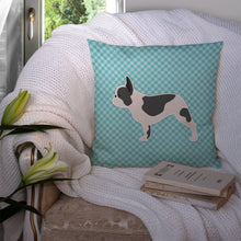Load image into Gallery viewer, French Bulldog Checkerboard Blue Throw Pillow - 14x14 Decorative Pillow – Art for Your Home &amp; Patio BB3741PW1414