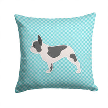Load image into Gallery viewer, French Bulldog Checkerboard Blue Throw Pillow - 14x14 Decorative Pillow – Art for Your Home &amp; Patio BB3741PW1414