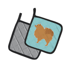 Load image into Gallery viewer, Pomeranian Checkerboard Blue Pot Holders - Set of 2 - Heat-Resistant Kitchen Essentials BB3742PTHD