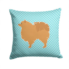 Load image into Gallery viewer, Pomeranian Checkerboard Blue Throw Pillow - 14x14 Decorative Pillow – Art for Your Home &amp; Patio BB3742PW1414