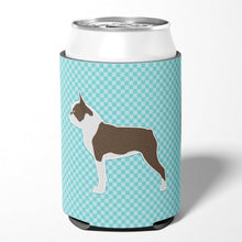 Load image into Gallery viewer, Boston Terrier Checkerboard Blue Can or Bottle Hugger BB3744CC