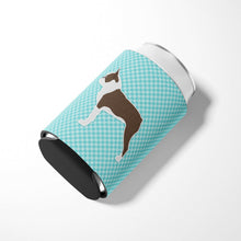Load image into Gallery viewer, Boston Terrier Checkerboard Blue Can or Bottle Hugger BB3744CC