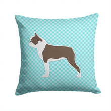 Load image into Gallery viewer, Boston Terrier Checkerboard Blue Throw Pillow - 14x14 Decorative Pillow – Art for Your Home &amp; Patio BB3744PW1414