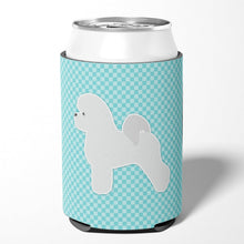 Load image into Gallery viewer, Bichon Frise Checkerboard Blue Can or Bottle Hugger BB3745CC
