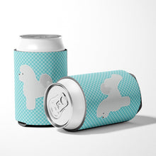 Load image into Gallery viewer, Bichon Frise Checkerboard Blue Can or Bottle Hugger BB3745CC
