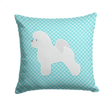 Load image into Gallery viewer, Bichon Frise Checkerboard Blue Throw Pillow - 14x14 Decorative Pillow – Art for Your Home &amp; Patio BB3745PW1414