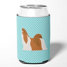 Load image into Gallery viewer, Shih Tzu Checkerboard Blue Can or Bottle Hugger BB3746CC