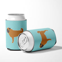 Load image into Gallery viewer, Pug Checkerboard Blue Can or Bottle Hugger BB3747CC