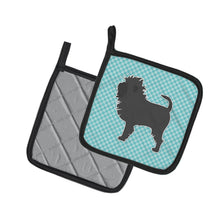 Load image into Gallery viewer, Affenpinscher Checkerboard Blue Pot Holders - Set of 2 - Heat-Resistant Kitchen Essentials BB3748PTHD