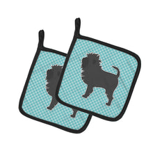 Load image into Gallery viewer, Affenpinscher Checkerboard Blue Pot Holders - Set of 2 - Heat-Resistant Kitchen Essentials BB3748PTHD