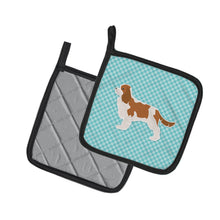 Load image into Gallery viewer, Cavalier King Charles Spaniel Checkerboard Blue Pot Holders - Set of 2 - Heat-Resistant Kitchen Essentials BB3749PTHD