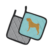 Load image into Gallery viewer, Shar Pei Checkerboard Blue Pot Holders - Set of 2 - Heat-Resistant Kitchen Essentials BB3752PTHD