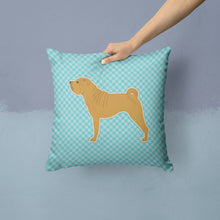 Load image into Gallery viewer, Shar Pei Checkerboard Blue Throw Pillow - 14x14 Decorative Pillow – Art for Your Home &amp; Patio BB3752PW1414