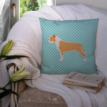 Load image into Gallery viewer, Staffordshire Bull Terrier Checkerboard Blue Throw Pillow - 14x14 Decorative Pillow – Art for Your Home &amp; Patio BB3754PW1414