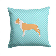 Load image into Gallery viewer, Staffordshire Bull Terrier Checkerboard Blue Throw Pillow - 14x14 Decorative Pillow – Art for Your Home &amp; Patio BB3754PW1414