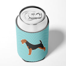 Load image into Gallery viewer, Airedale Terrier Checkerboard Blue Can or Bottle Hugger BB3757CC