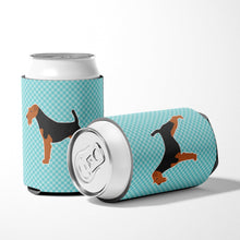 Load image into Gallery viewer, Airedale Terrier Checkerboard Blue Can or Bottle Hugger BB3757CC