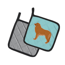 Load image into Gallery viewer, Leonberger Checkerboard Blue Pot Holders - Set of 2 - Heat-Resistant Kitchen Essentials BB3758PTHD