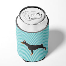 Load image into Gallery viewer, Doberman Pinscher Checkerboard Blue Can or Bottle Hugger BB3760CC